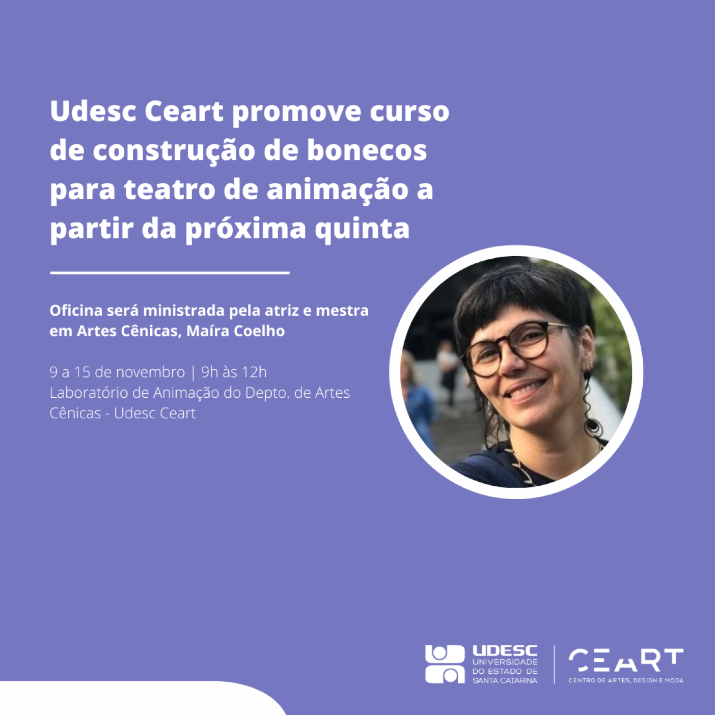 Udesc Ceart promove curso de construção de bonecos para teatro de animação entre 9 e 15 de novembro 1