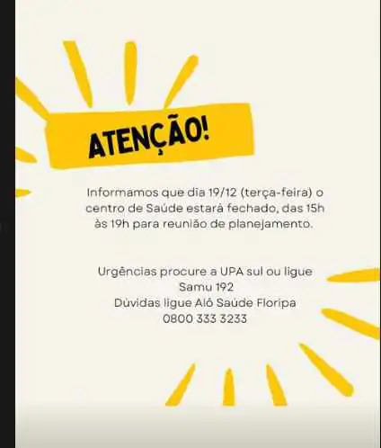 Centro de Saúde da Tapera não terá atendimento na tarde desta terça-feira 1