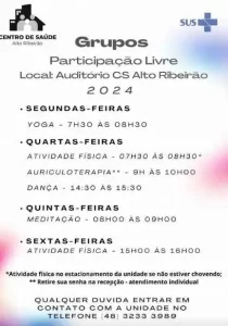 Centro de saúde do Alto Ribeirão divulga agenda de atividades 3