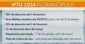 Leia mais sobre o artigo Contribuinte de Florianópolis tem até o dia 05 para pagar IPTU 2024 com 20% de desconto