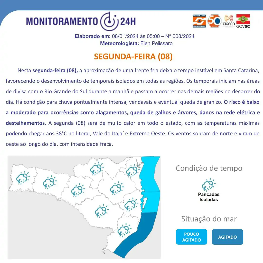 Monitoramento Meteorológico desta segunda-feira dia 08 1