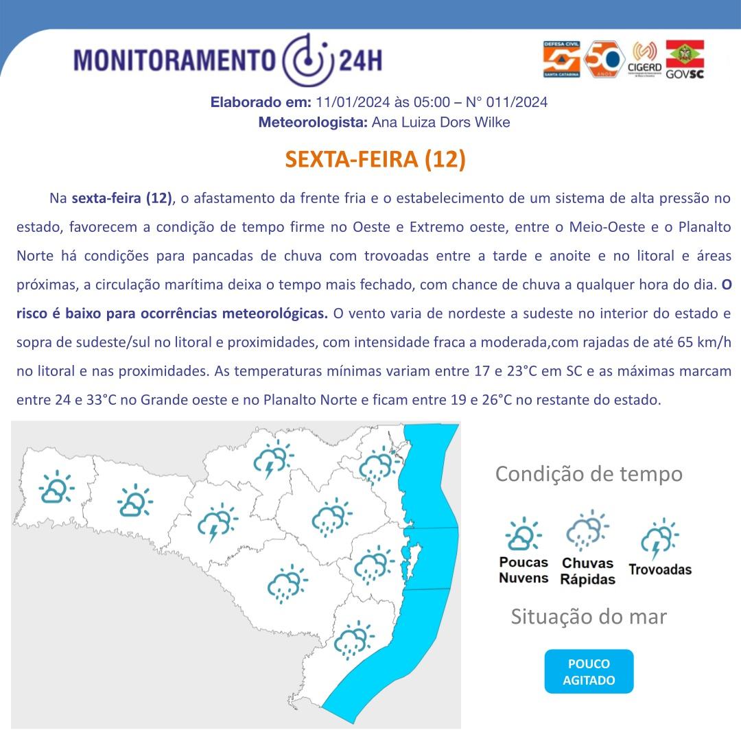 Monitoramento metereológico prevê instabilidade para esta quinta-feira 1