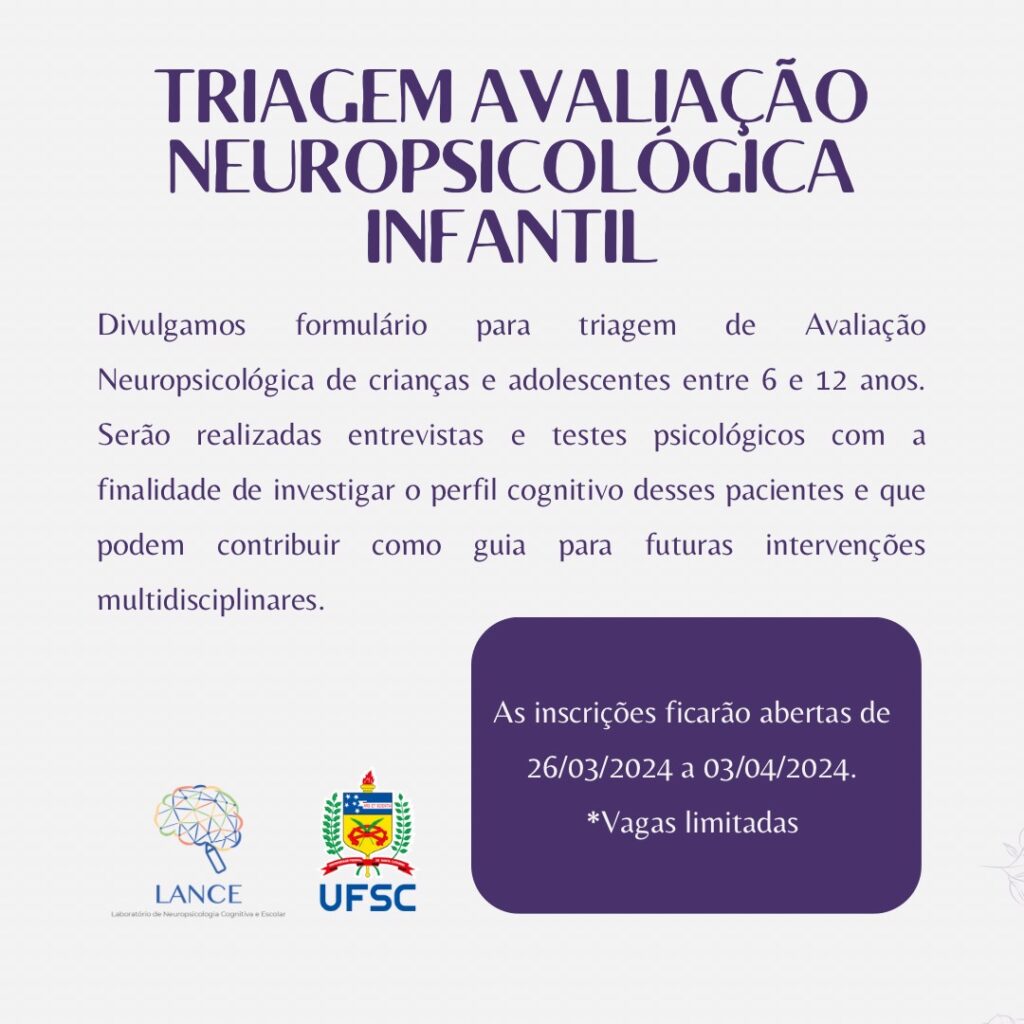 Laboratório da UFSC promove avaliação neuropsicológica em crianças de 6 a 12 anos 1