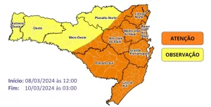 Leia mais sobre o artigo Previsão indica temporais e chuva intensa entre sexta-feira e a madrugada de sábado em todo o estado