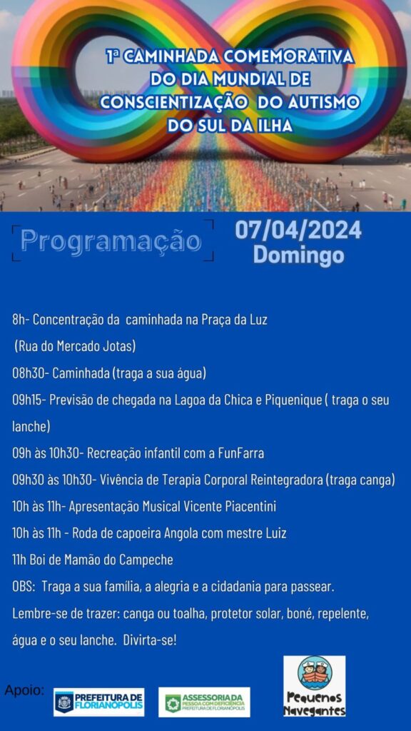 Campeche terá a 1ª Caminhada Comemorativa do Dia Mundial de Conscientização do Autismo do Sul da Ilha 1