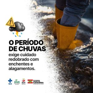 Leia mais sobre o artigo Saúde alerta para o risco do contato com a água de alagamentos e enchentes em Santa Catarina