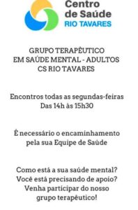 Leia mais sobre o artigo Centro de Saúde do Rio Tavares tem Grupo Terapêutico em Saúde Mental