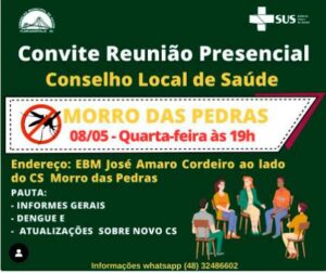 Conselho de Saúde do Morro das Pedras convoca para reunião presencial 14