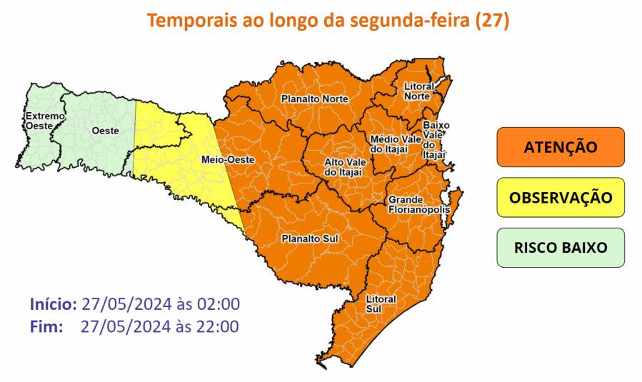 Formação de ciclone extratropical provoca chuva volumosa e temporais nesta segunda-feira 1