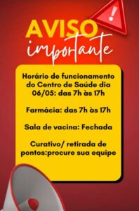 Leia mais sobre o artigo Sala de Vacina do Centro de Saúde da Tapera está fechado neste dia 6