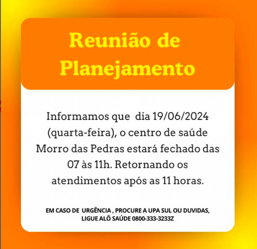 Centro de Saúde do Morro das Pedras promove reunião de planejamento dia 19 1