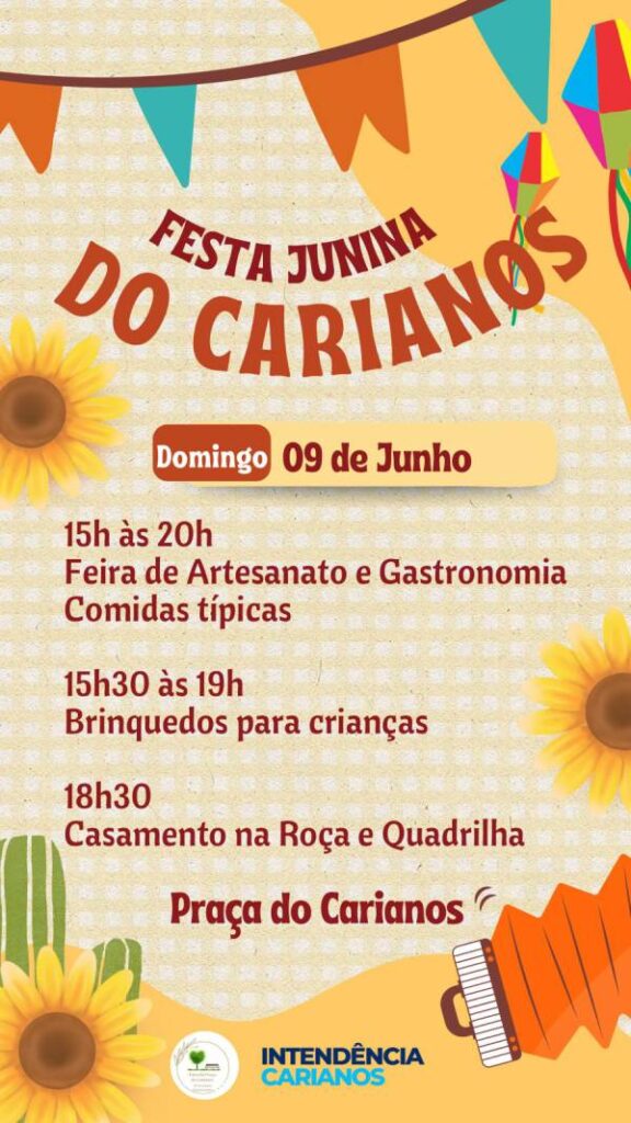 Festa Junina acontece neste domingo, 09, na Praça do Carianos 1