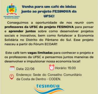 Projeto de Extensão da UFSC debate o fortalecimento da Economia Solidária do Pântano do Sul 1