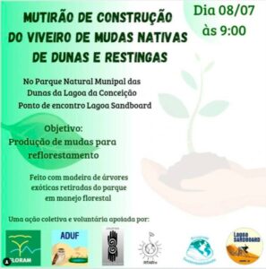 Leia mais sobre o artigo Mutirão de construção do viveiro de mudas nativas acontece hoje nas Dunas da Lagoa da Conceição