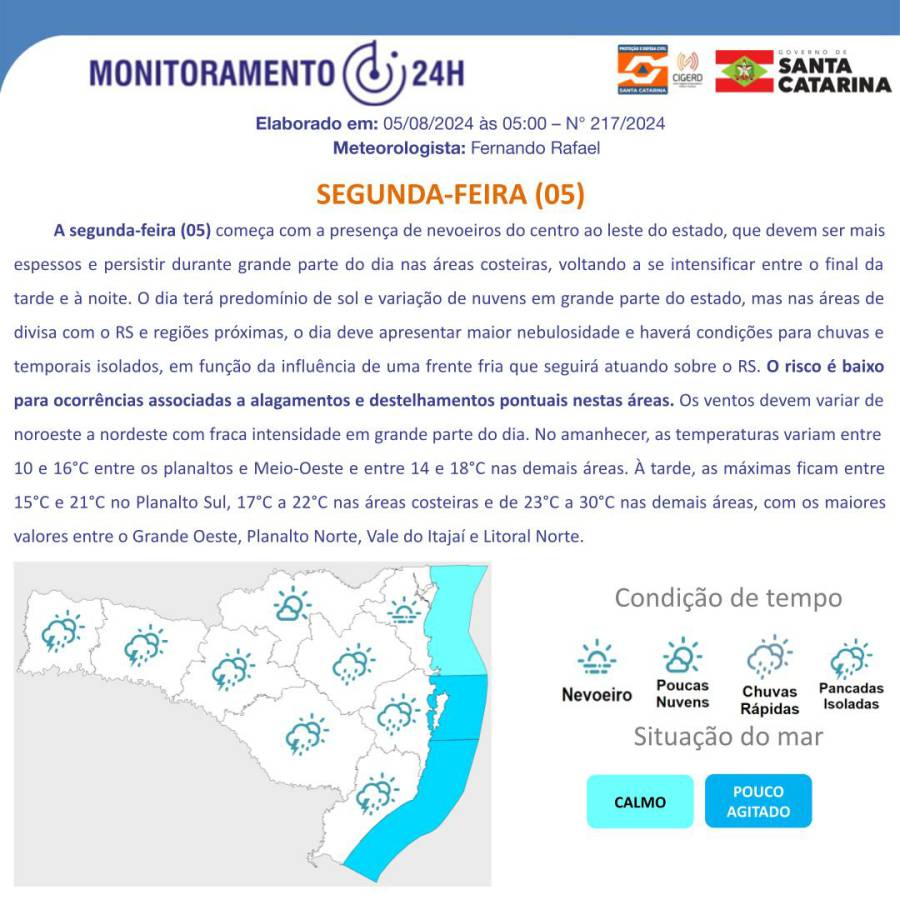 Frente fria provoca alterações nas temperaturas durante a semana 1