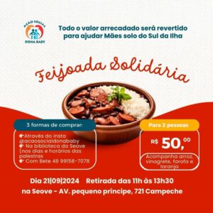 Leia mais sobre o artigo Ação Social Dona Baby realiza Feijoada Solidária no dia 21 de setembro