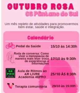 Leia mais sobre o artigo Centro de Saúde do Pântano do Sul realiza atividades do Outubro Rosa