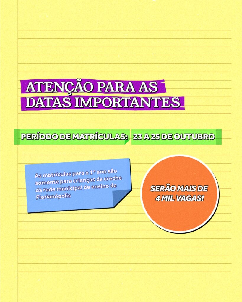 Fique ligado nas datas para matrículas no 1º Ano 2