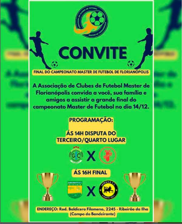 Final do Campeonato Master de Florianópolis acontece dia 14 de dezembro 1