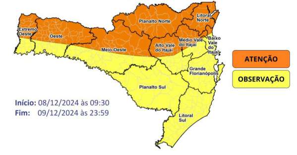 Previsão do tempo indica chuva persistente e volumosa para os próximos dias em Santa Catarina 1