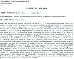 Leia mais sobre o artigo PUBLICAÇÃO LEGAL: EDITAL DE USUCAPIÃO Nº 5011169-34.2024.8.24.0091/SC