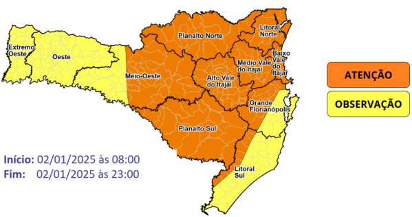 Temporais com chuva pontualmente intensa nesta quinta-feira (02) 3