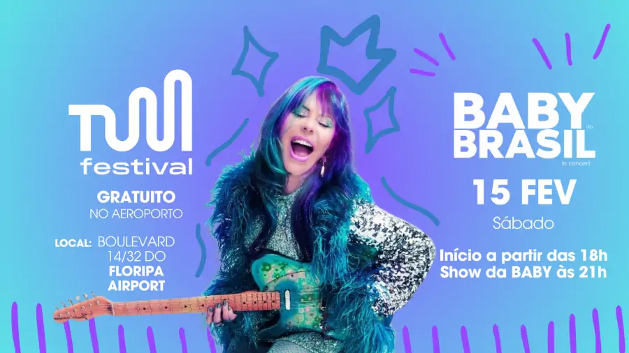 Baby do Brasil se apresenta em show gratuito promovido pelo TUM Festival no Aeroporto de Florianópolis 1