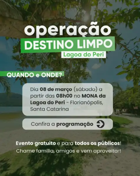 Participe da Ação de Limpeza da Lagoa do Peri e comece 2025 cuidando do meio ambiente 2