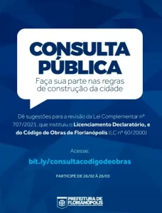 Leia mais sobre o artigo Prefeitura de Florianópolis abre consulta pública sobre Licenciamento Declaratório e Código de Obras