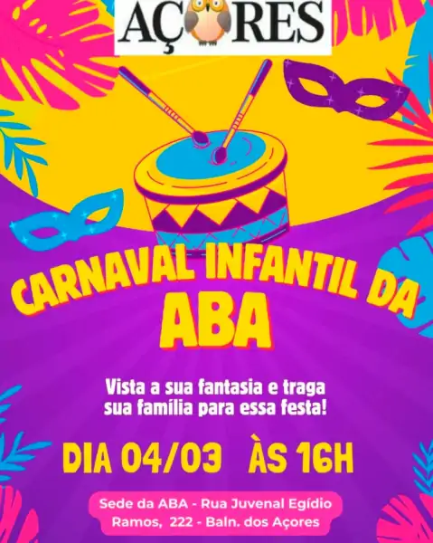 Carnaval Infantil agita o Balneário dos Açores nesta terça-feira 1