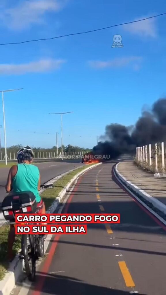 Veículo em chamas na Via Expressa Sul causa lentidão no trânsito 1