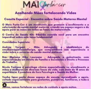 Leia mais sobre o artigo Centro de Saúde do Alto Ribeirão promove encontro do Maio Furta-Cor com foco na saúde mental das mães