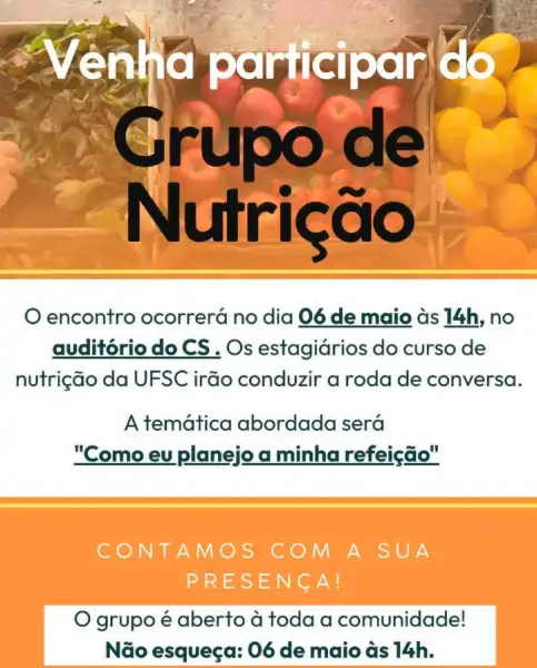 Centro de Saúde do Rio Tavares promove roda de conversa sobre planejamento de refeições 5 Centro de Saúde do Rio Tavares promove roda de conversa sobre planejamento de refeições 5