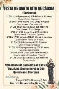 Leia mais sobre o artigo Comunidade Santa Rita de Cássia, no Carianos, realiza festa em honra à padroeira com novena e quermesses especiais