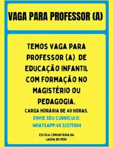 Leia mais sobre o artigo Escola Comunitária da Lagoa do Peri abre vaga para professor(a) de Educação Infantil em Florianópolis