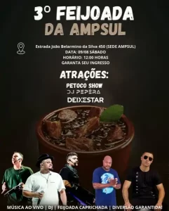 Leia mais sobre o artigo Feijoada da AMPSUL acontece no dia 9 de agosto com música ao vivo e celebração no sul da Ilha