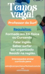 Leia mais sobre o artigo Campeche Surf School abre vaga para professor de surf