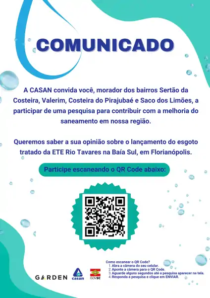 Pesquisa busca opinião de moradores de Florianópolis sobre sistema de esgoto para o Sul da Ilha 2
