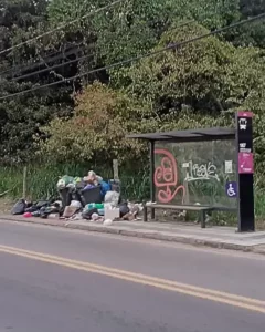 Leia mais sobre o artigo Internauta denuncia acúmulo de lixo próximo a ponto de ônibus no Alto Ribeirão e pede providências