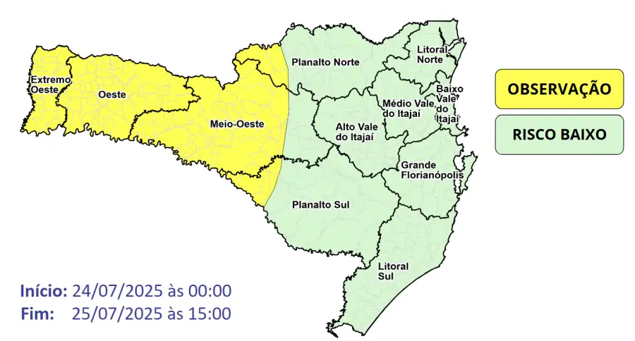 Proteção e Defesa Civil alerta para temporais isolados e chuva intensa entre quinta e sexta-feira 2