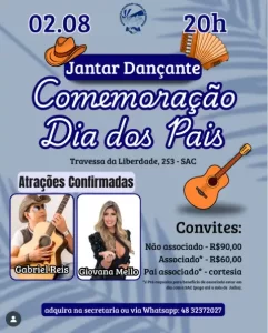 Leia mais sobre o artigo SAC promove Jantar Dançante em Homenagem ao Dia dos Pais com música ao vivo e cortesias para pais associados