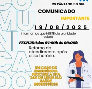 Leia mais sobre o artigo Centro de Saúde do Pântano do Sul terá atendimento suspenso na manhã do dia 19