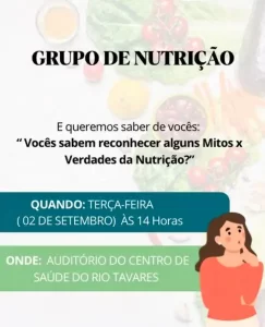 Leia mais sobre o artigo Centro de Saúde do Rio Tavares promove grupo de nutrição com foco em mitos e verdades alimentares