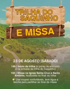 Leia mais sobre o artigo Comunidade organiza trilha ao Saquinho com missa na capela Santa Cruz e Santo Antônio