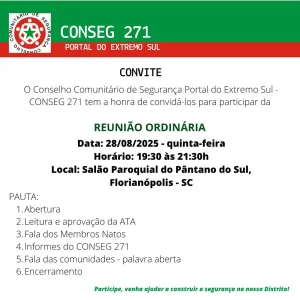 Leia mais sobre o artigo Conseg 271 realiza reunião ordinária no Pântano do Sul e convida comunidade a participar