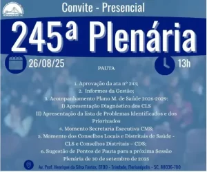 Leia mais sobre o artigo Conselho Municipal de Saúde realiza 245ª Plenária em Florianópolis