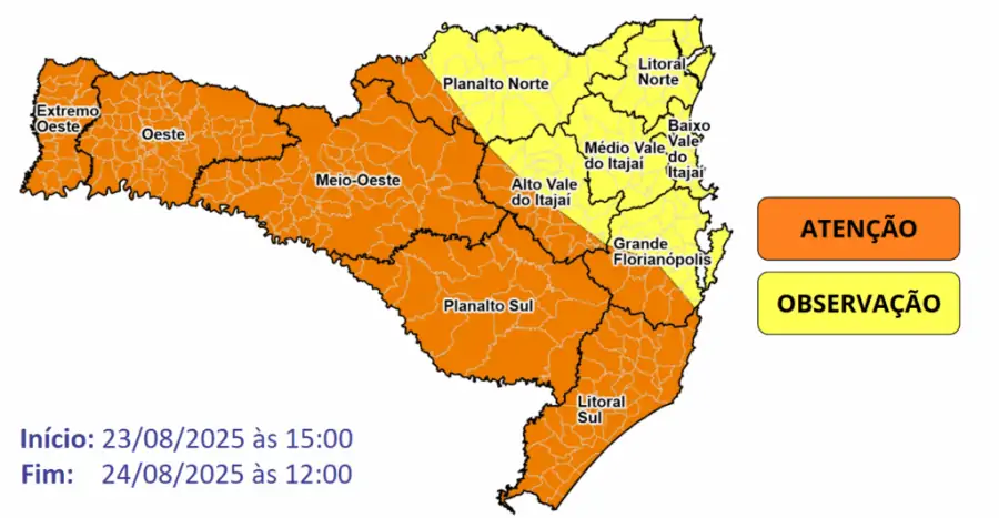 Declínio acentuado das temperaturas e frio intenso a partir da noite de sábado (23) 1