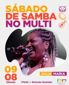 Leia mais sobre o artigo MULTI Open Shopping recebe mais uma edição do Sábado de Samba com show gratuito de Júlia Maria