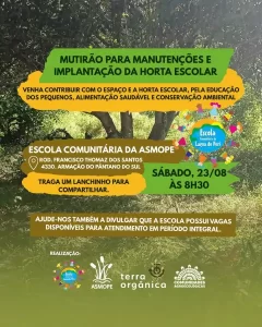 Leia mais sobre o artigo Mutirão comunitário vai implantar horta escolar na Escola Comunitária da Lagoa do Peri