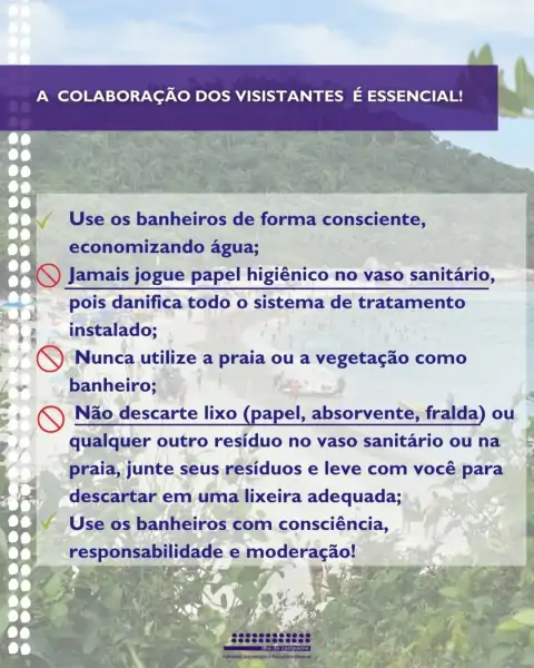 Orientações destacam uso consciente dos banheiros na Ilha do Campeche 3